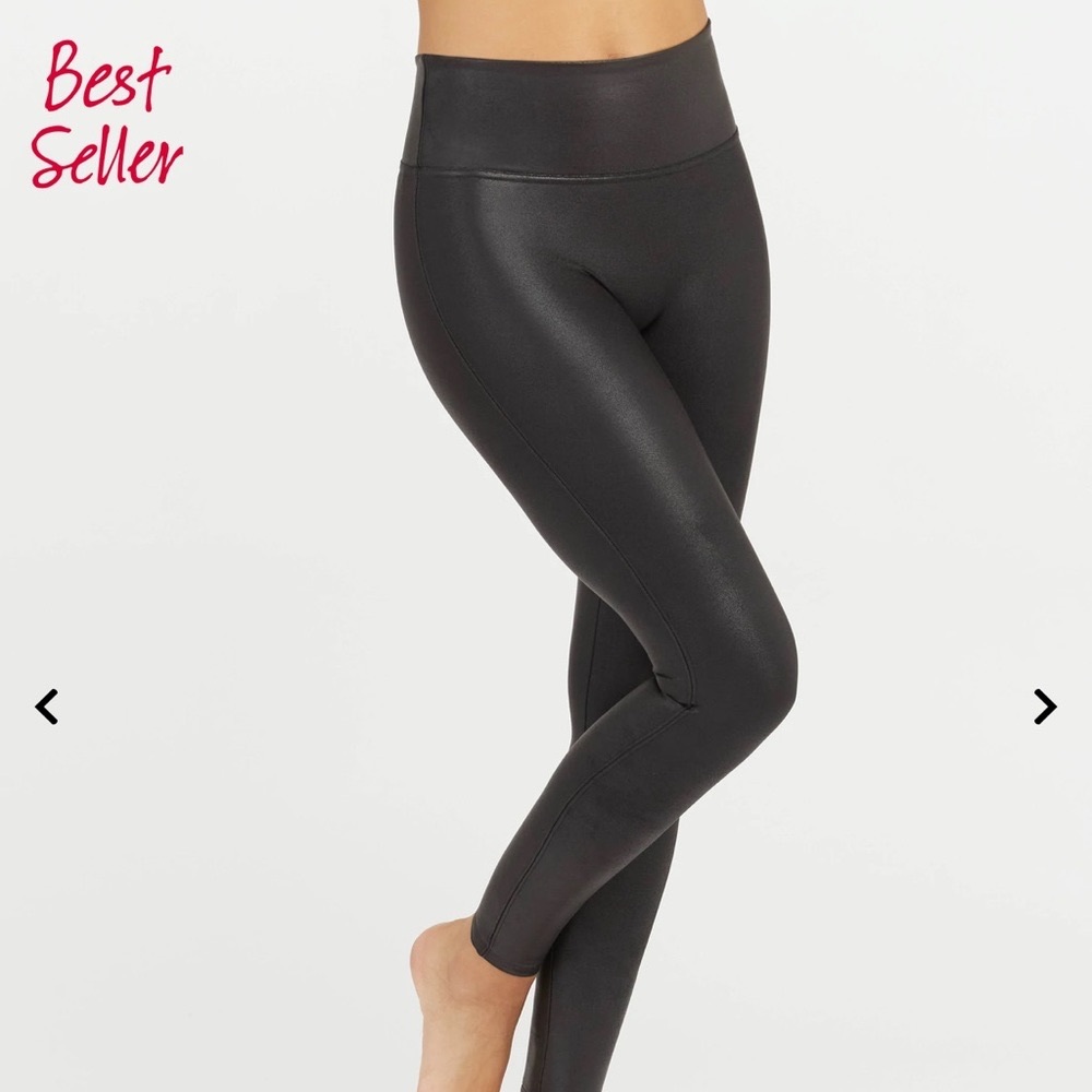 SPANX black faux leather leggings - UNWORN